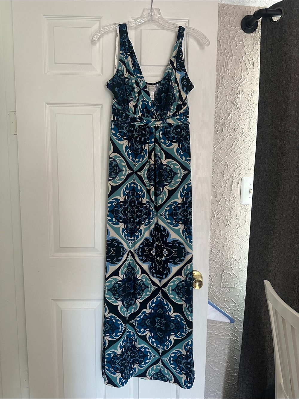 APRICOT Blue and Cream Patterned Maxi Dress